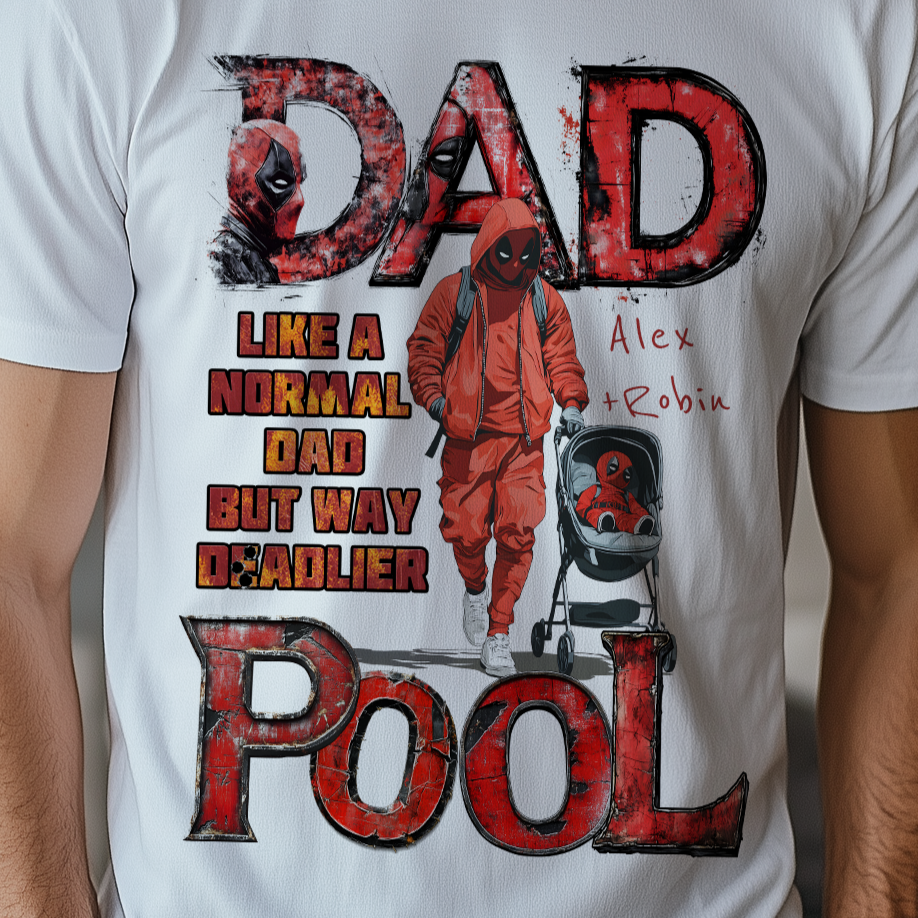 Das ultimative Dadpool Shirt mit anpassbaren Papa und Kindernamen