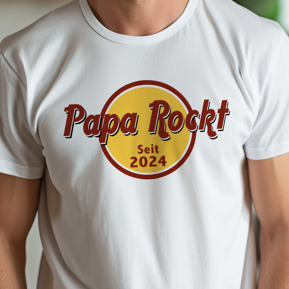 Papa Rockt - Dad Rocks Shirt mit Jahreszahl
