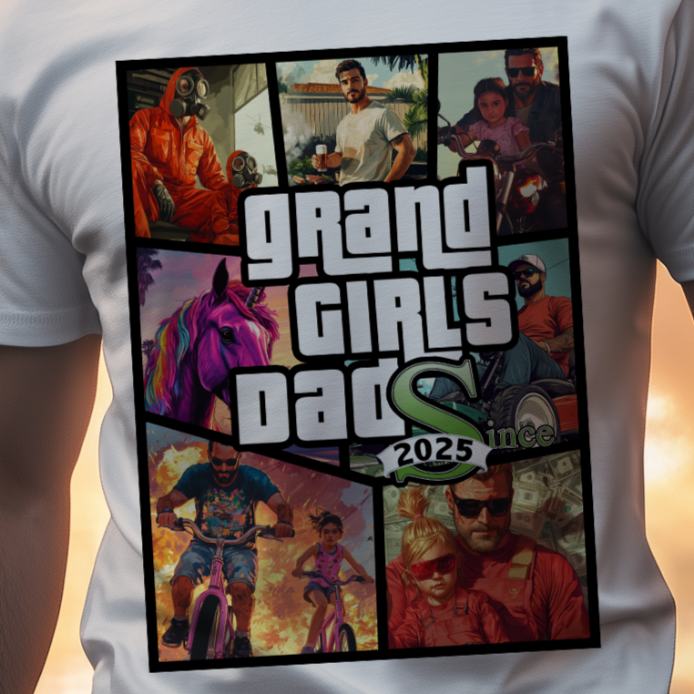 Grand Girls Dad – Organic / Bio anpassbares Vater & Tochter T-Shirt