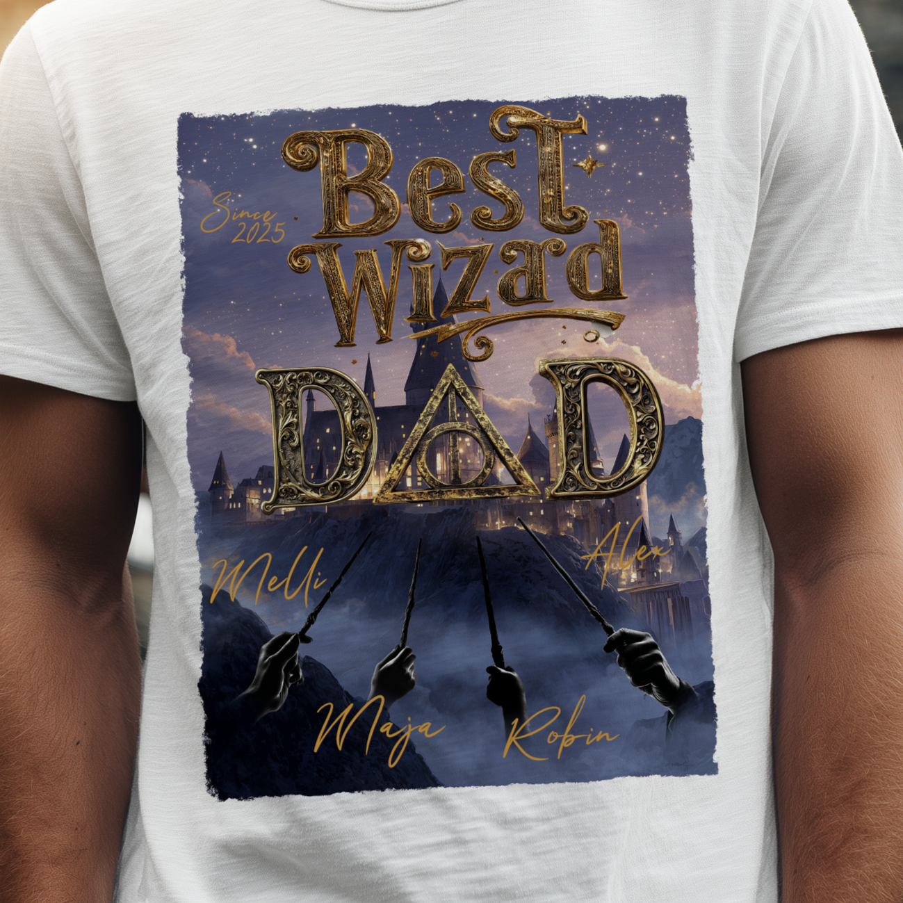 Best Wizard Dad Tshirt 1-3 Kinder nur Vorderseite